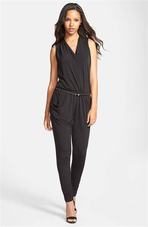 michael kors utility jumpsuit|Michael Kors belted denim jumpsuit.